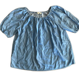 Loft Chambray Wide Neck/Off-Shoulder Top Women's Medium